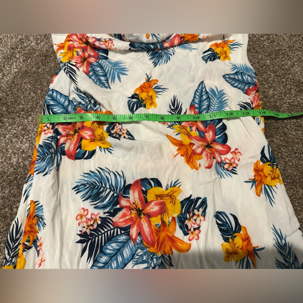 Emory Park Blue and Orange Hawaiian Patterned midi slip dress. - Picture 8 of 13